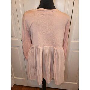 Peck & Peck Ballet Pink Sheer Pleated Thin Gauge Sweater L Balletcore Coquette